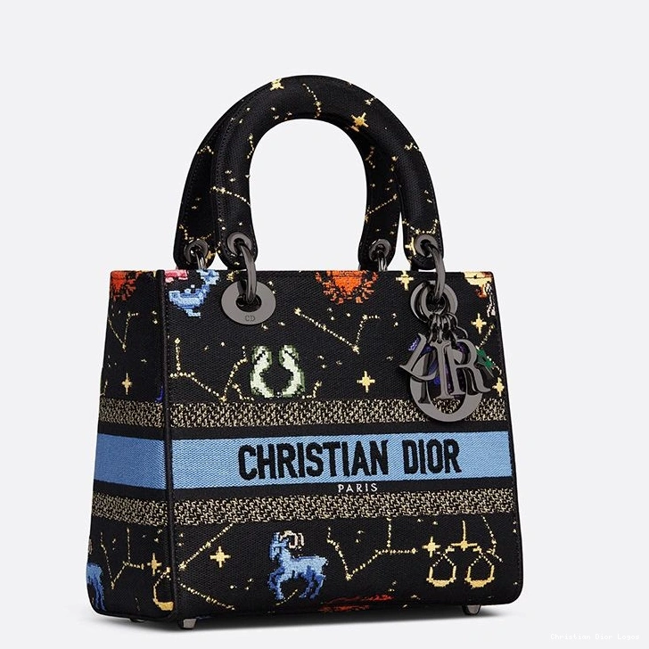 Cheap Medium Canvas D-lite Black Motif Bag Pixel Lady Zodiac 0723 Luxury